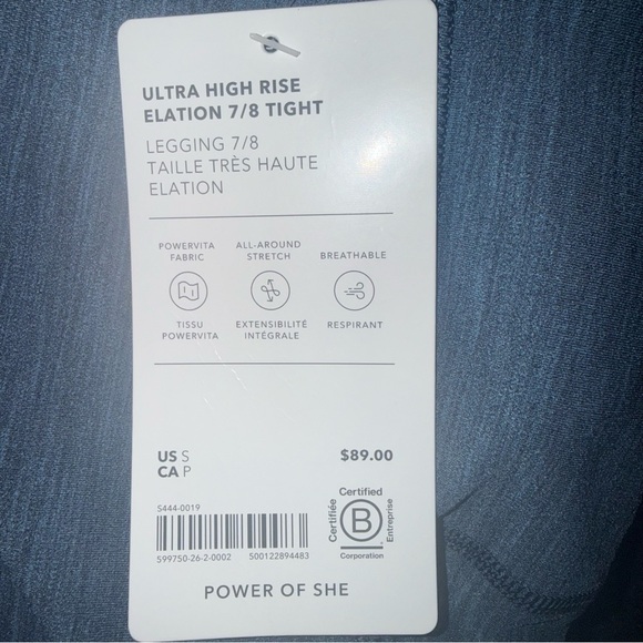 Athleta Women’s Heathered Navy Ultra High Rise Elation 7/8 Tight - Picture 4 of 4